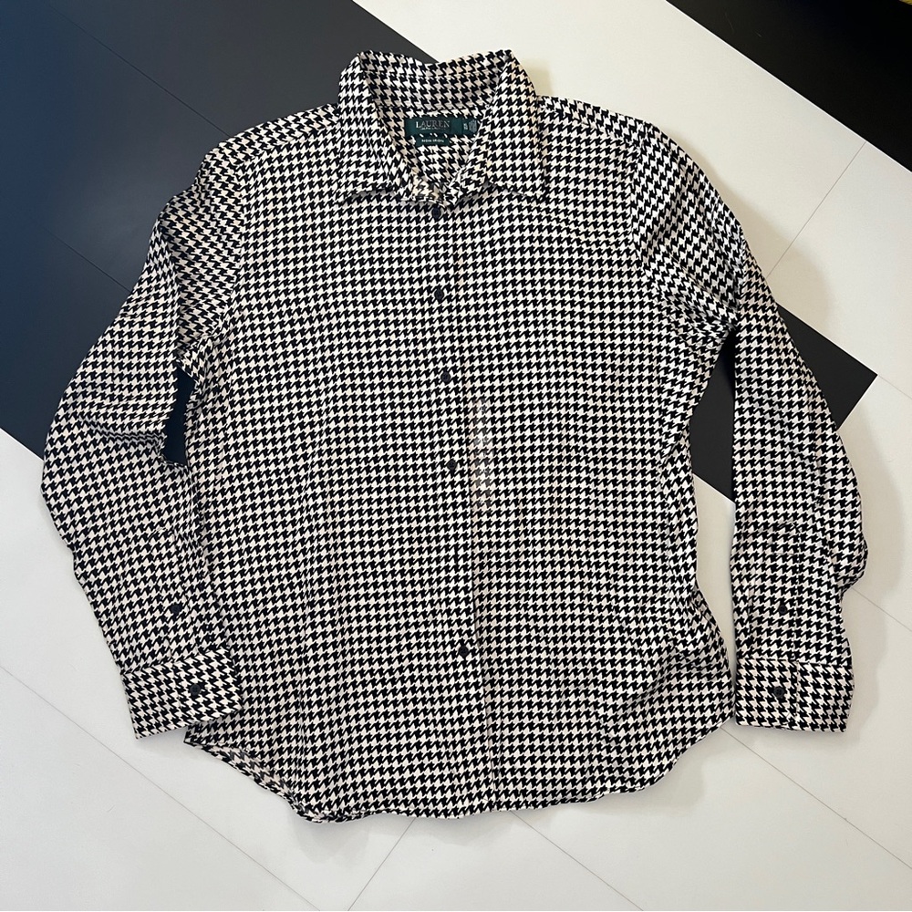 Lauren - Ralph Lauren Black and white houndstooth button up shirt